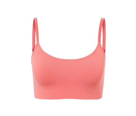 Brassière seamless avec dentelle couleur papaye.