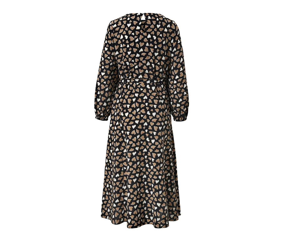 Robe tissée à imprimé intégral avec manches longues et ceinture.