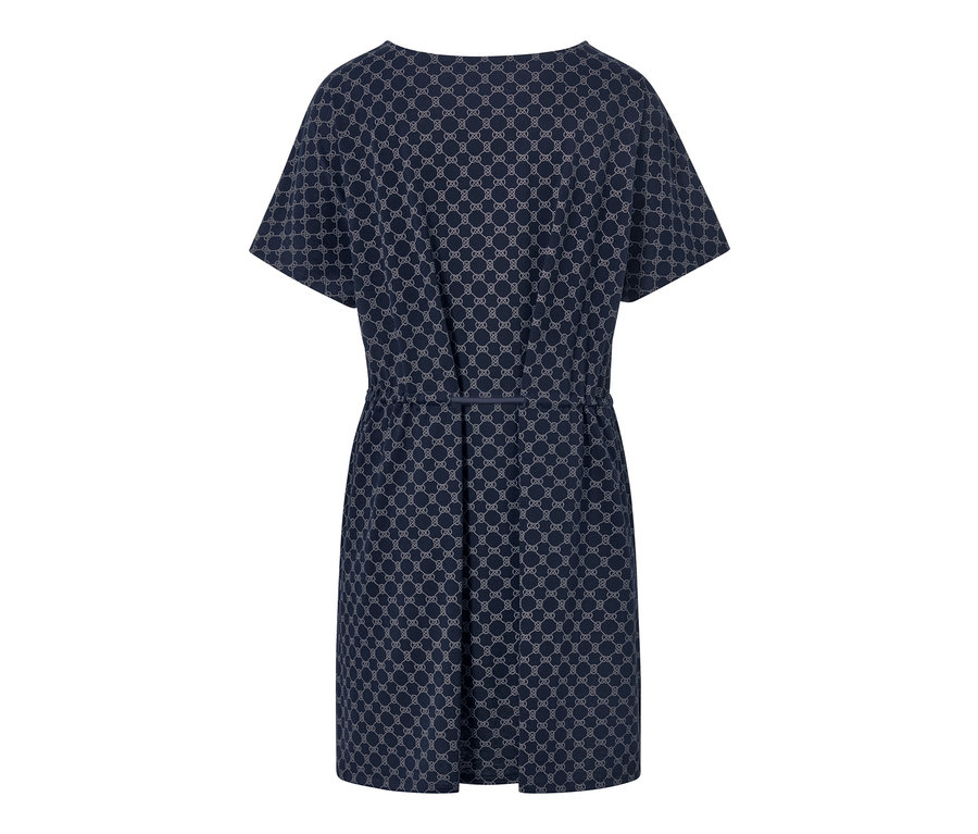 Tunique de plage bleu marine à manches courtes avec motif.