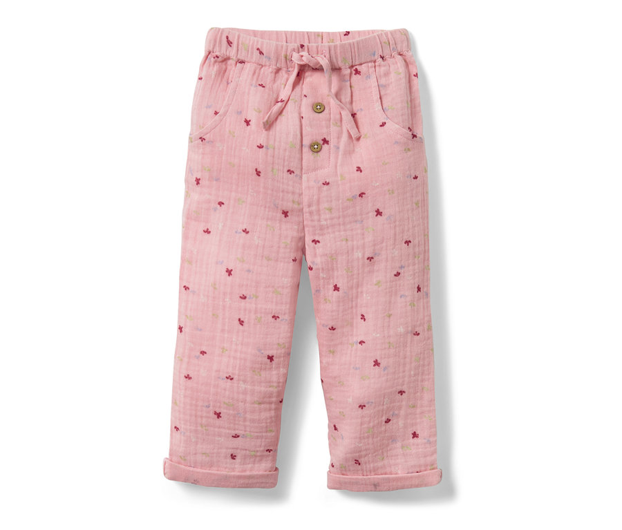 Pantalon à enfiler pour bébé rose avec motif floral.
