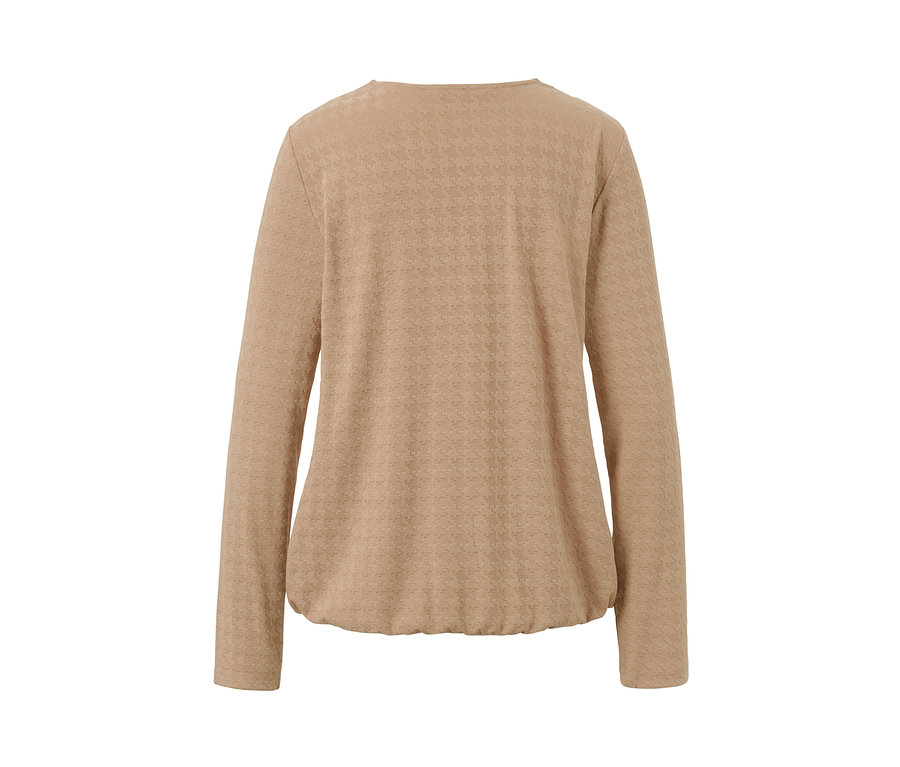 T-shirt manches longues structuré camel, vu de dos.