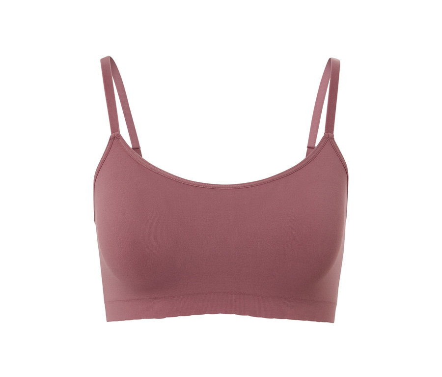 Brassière seamless marron avec dentelle.