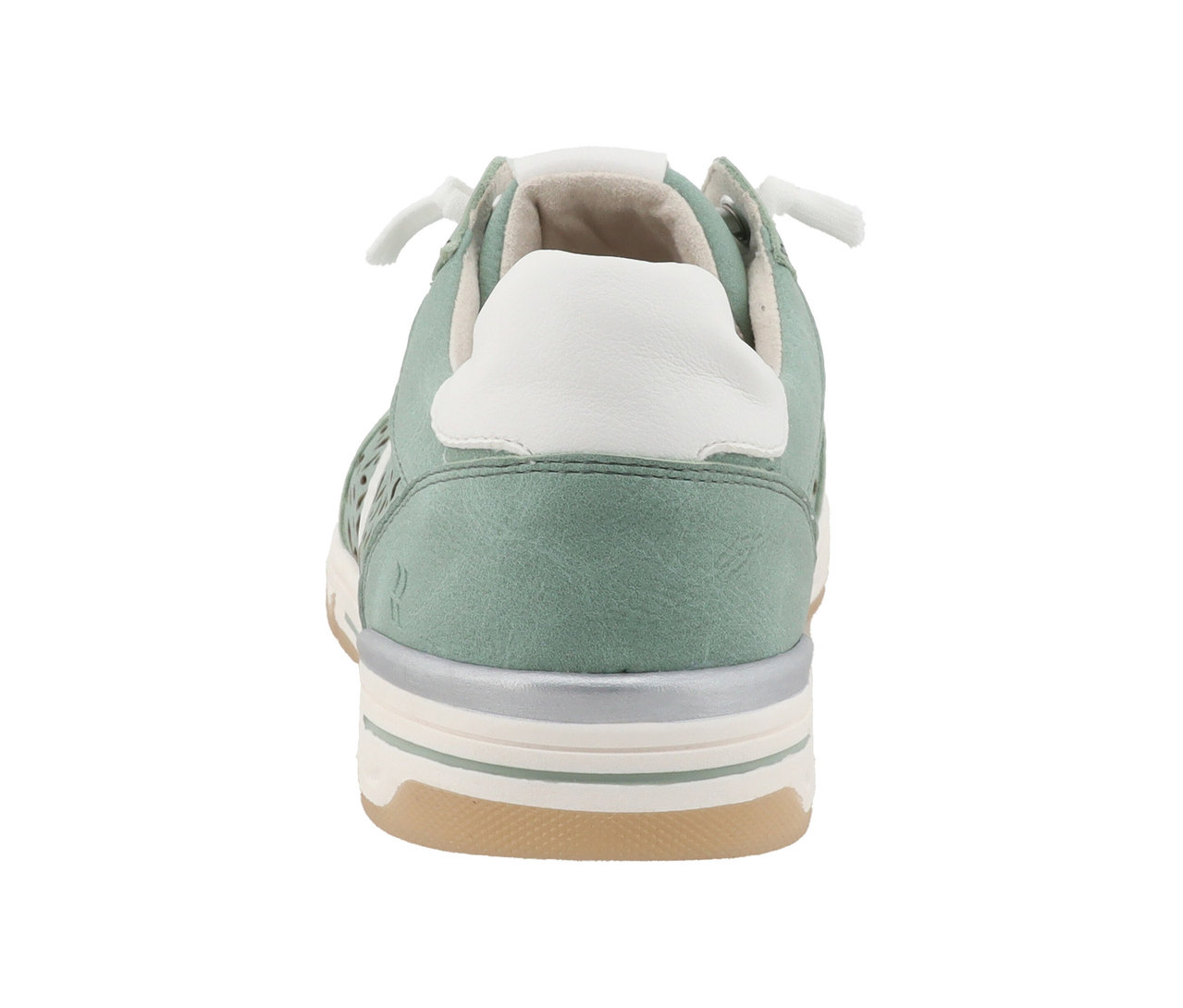 Vue arrière d'une basket Romika, PU menthe.