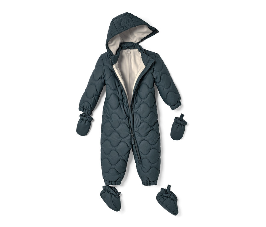 Combinaison d'hiver pour bébé avec capuche, moufles et chaussons.