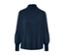 Blouse bleu foncé à col montant.