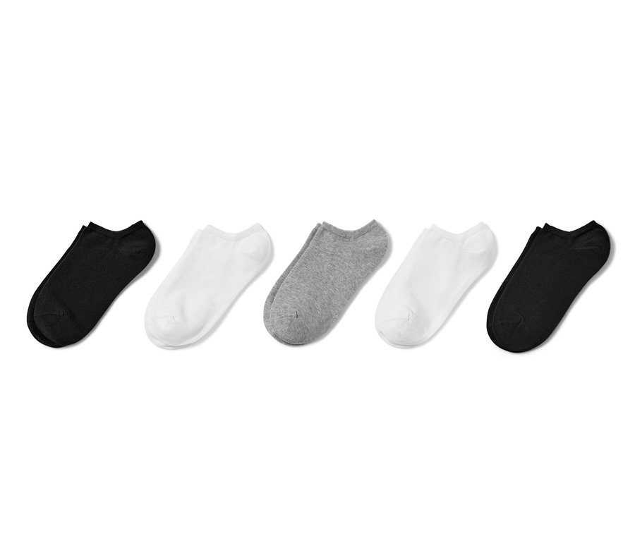 Socquettes de sport noires, blanches et grises, 5 paires.