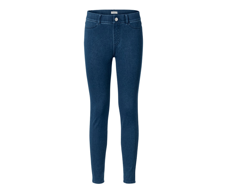 Jegging bleu sur fond blanc.