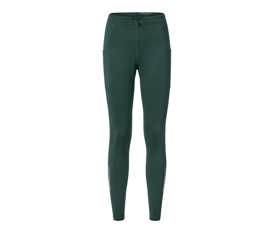 Legging thermique de course vert foncé.