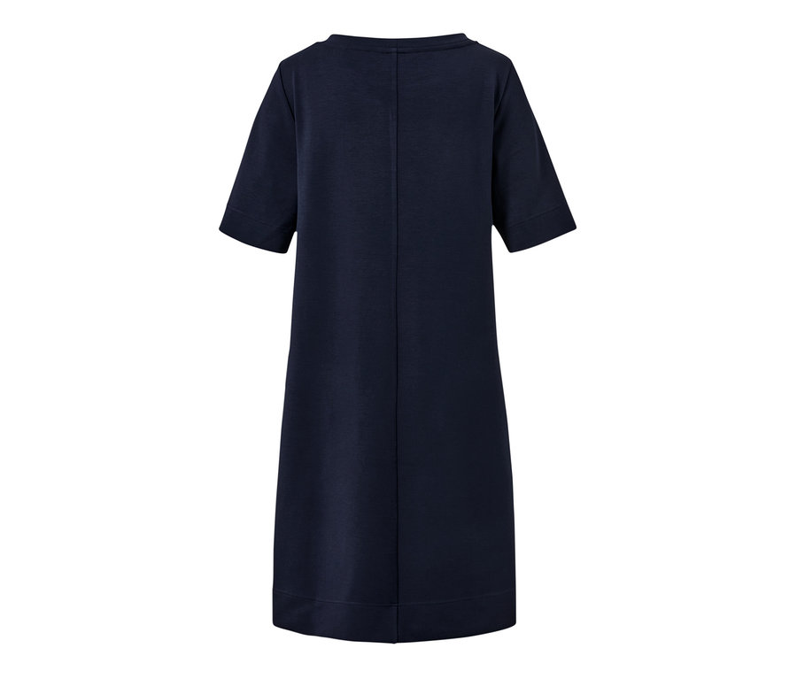 Robe en sweat bleu marine à galons.