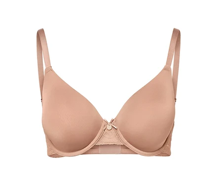 Soutien-gorge à armatures beige.