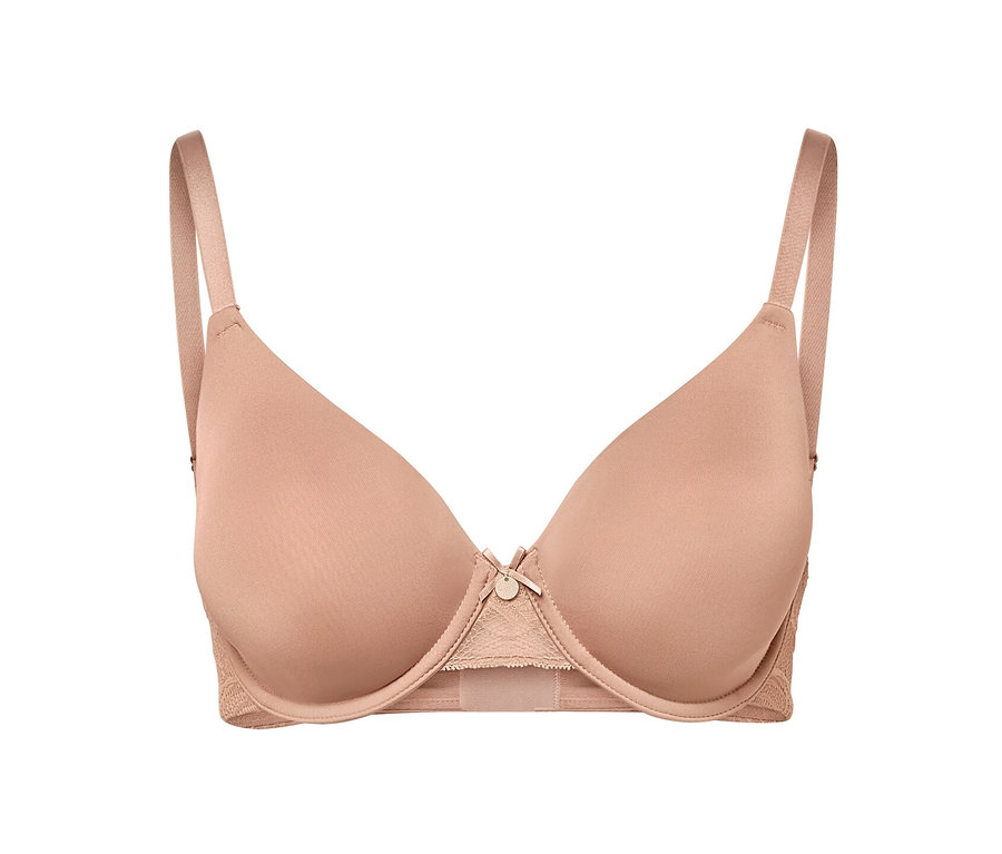 Soutien-gorge à armatures beige.