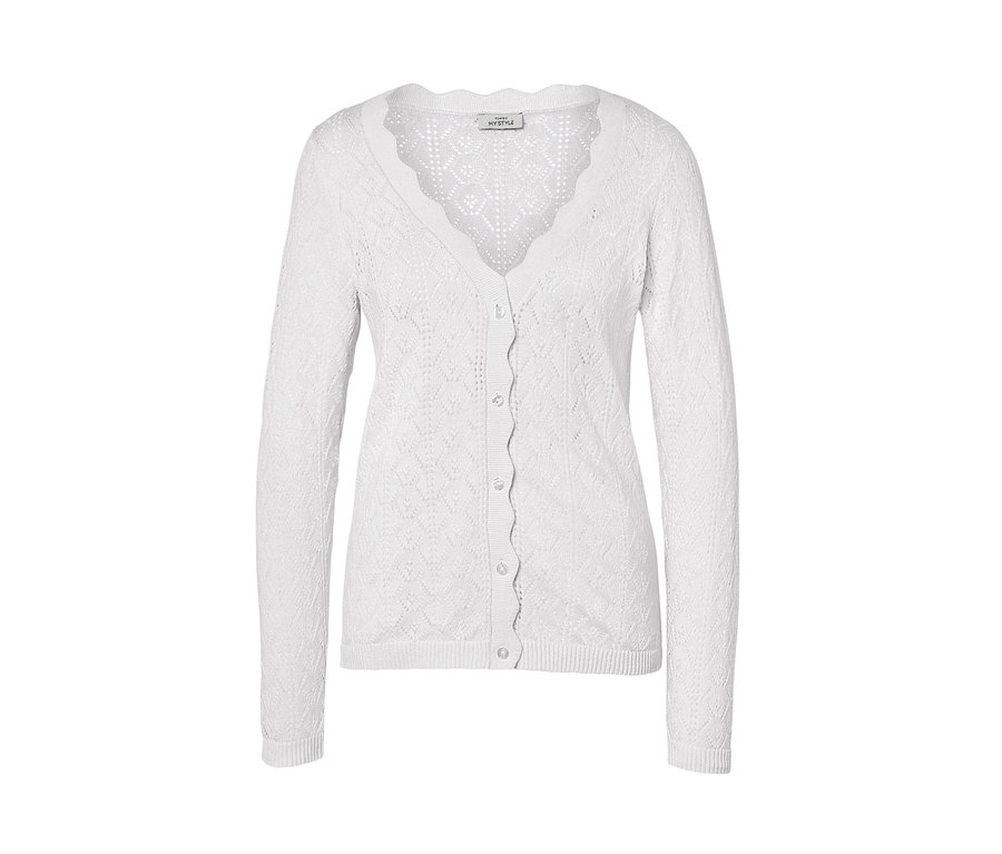 Jaquette en maille à motif ajouré blanche.
