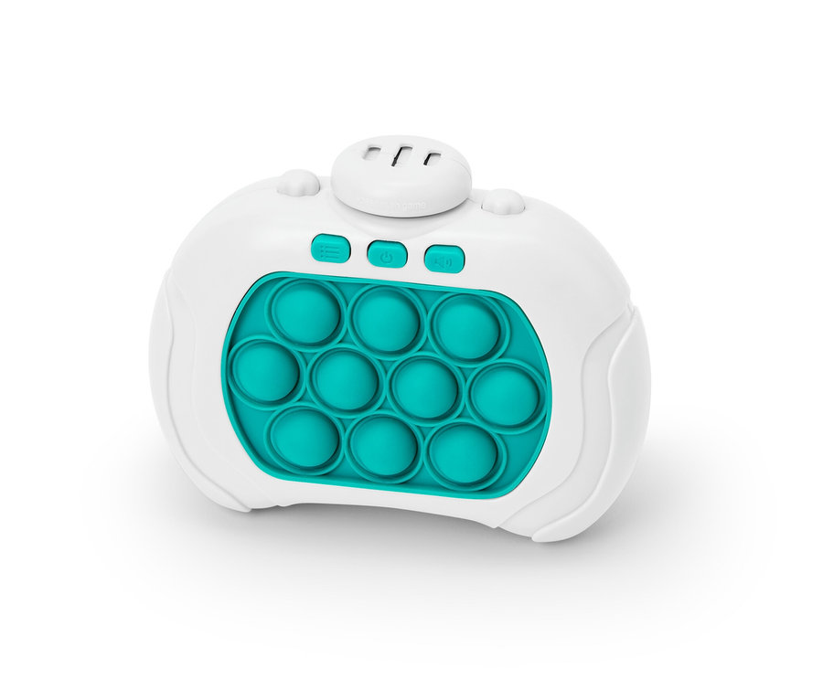 Jeu Pop-It blanc et turquoise.