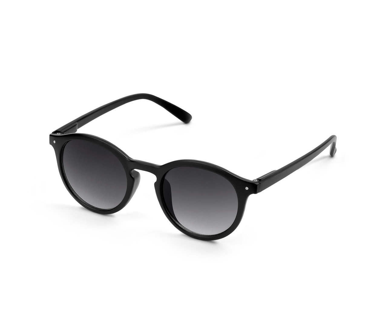 Lunettes de soleil noires sur fond blanc.