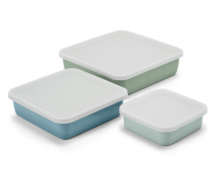 3 plats de cuisson émaillés avec couvercle