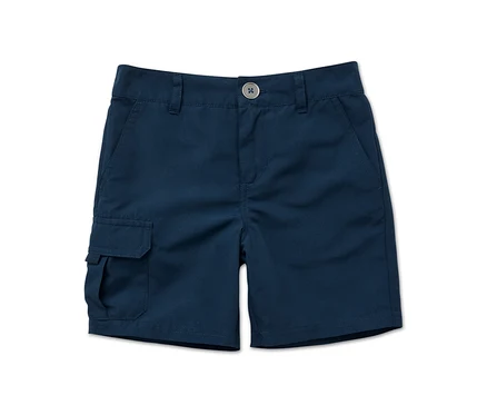 Short fonctionnel marine pour enfants avec bouton et poches.