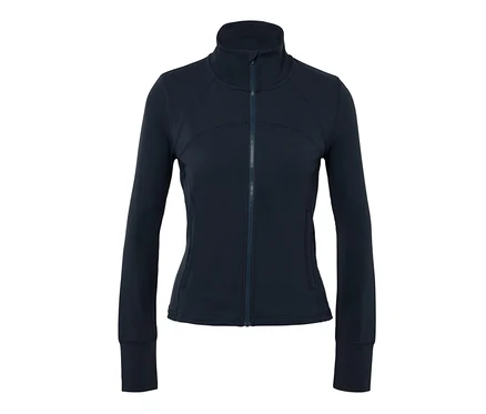 Veste fonctionnelle bleu marine à manches longues avec fermeture éclair.