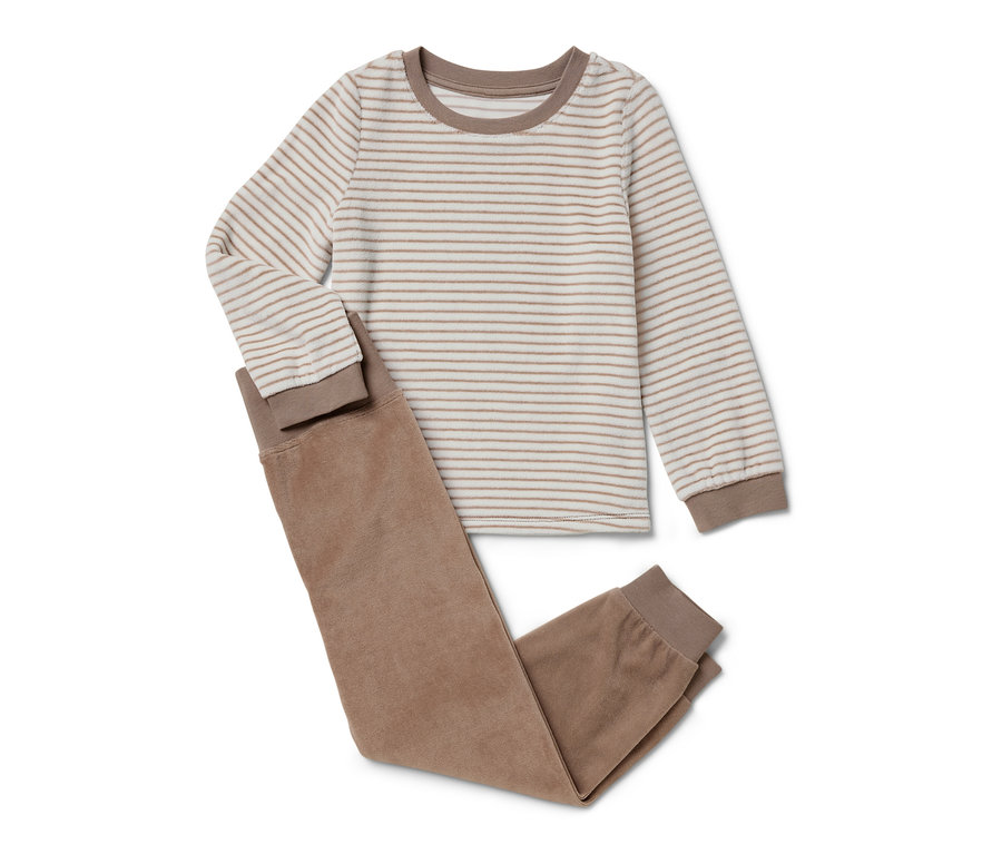 Ensemble en nicki pour bébé avec un haut rayé et un pantalon marron.