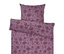Linge de lit violet avec motif floral.