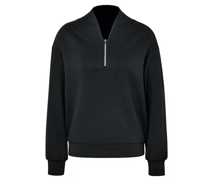 Pull camionneur premium noir avec fermeture éclair.