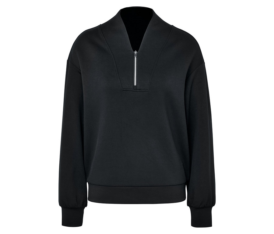 Pull camionneur premium noir avec fermeture éclair.