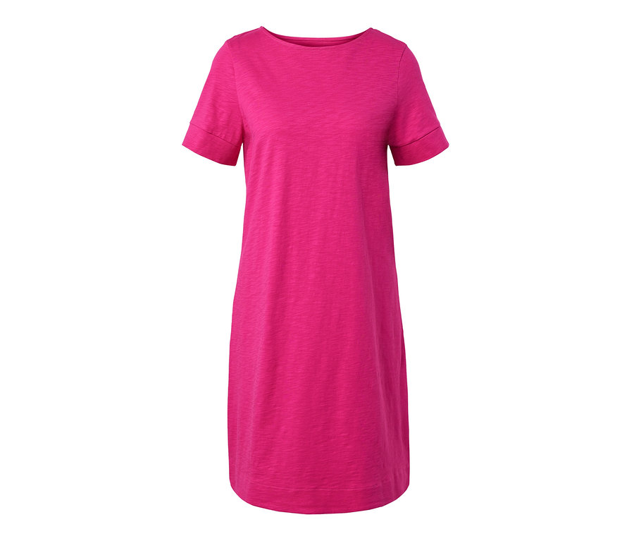 Robe en jersey rose à manches courtes.