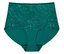 Culotte verte pour femme avec partie supérieure en dentelle, isolée sur fond blanc.