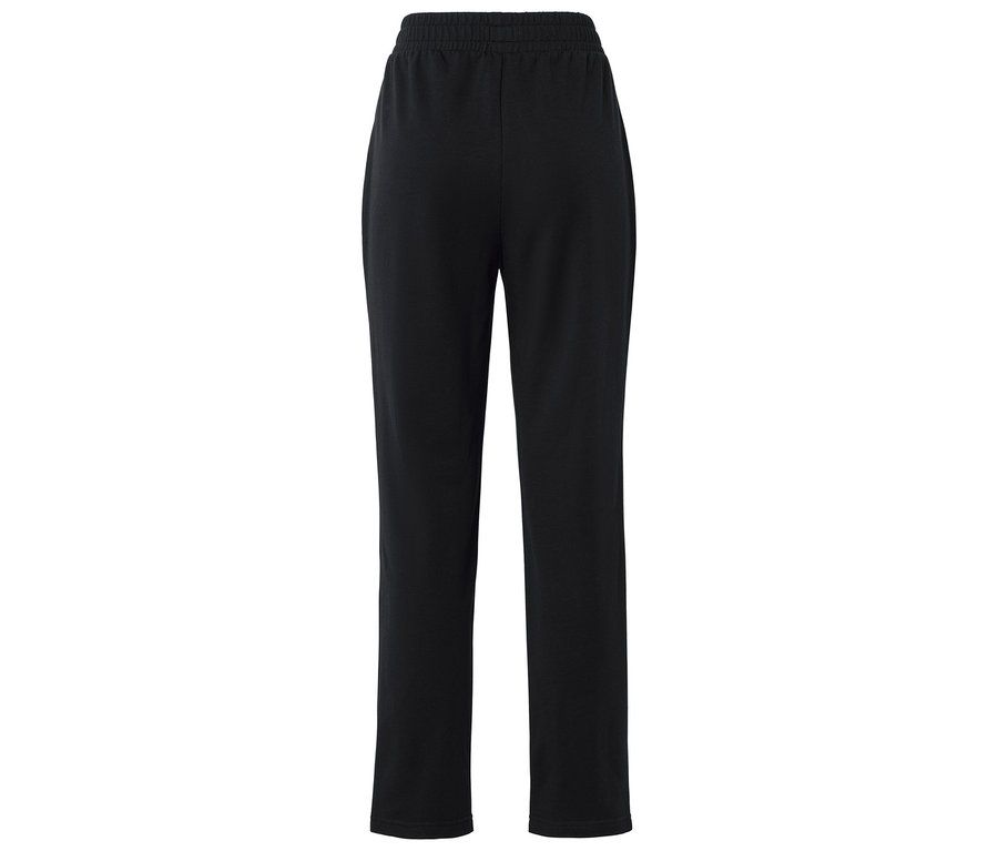 Pantalon de survêtement noir avec ceinture élastique.