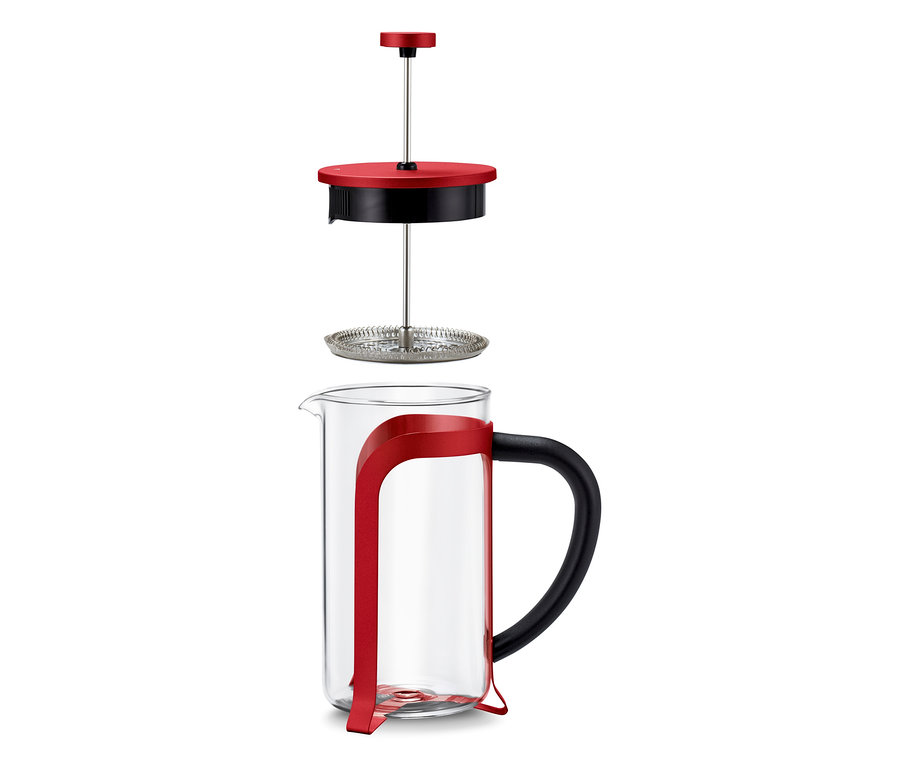 Cafetière à piston rouge de 800 ml pour 6 tasses en pièces détachées.