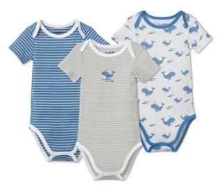 1 bleu-blanc à rayures, 1 blanc avec imprimé intégral de baleines, 1 gris-blanc à rayures avec imprimé de baleine