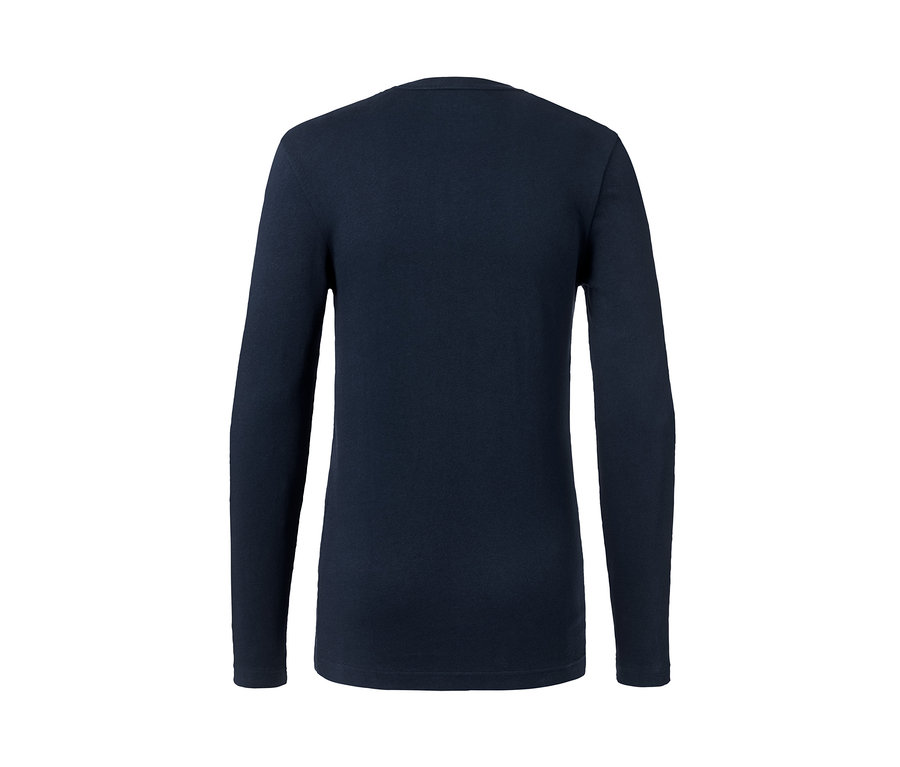 T-shirt Henley « Mustang » bleu marine à manches longues vu de dos.