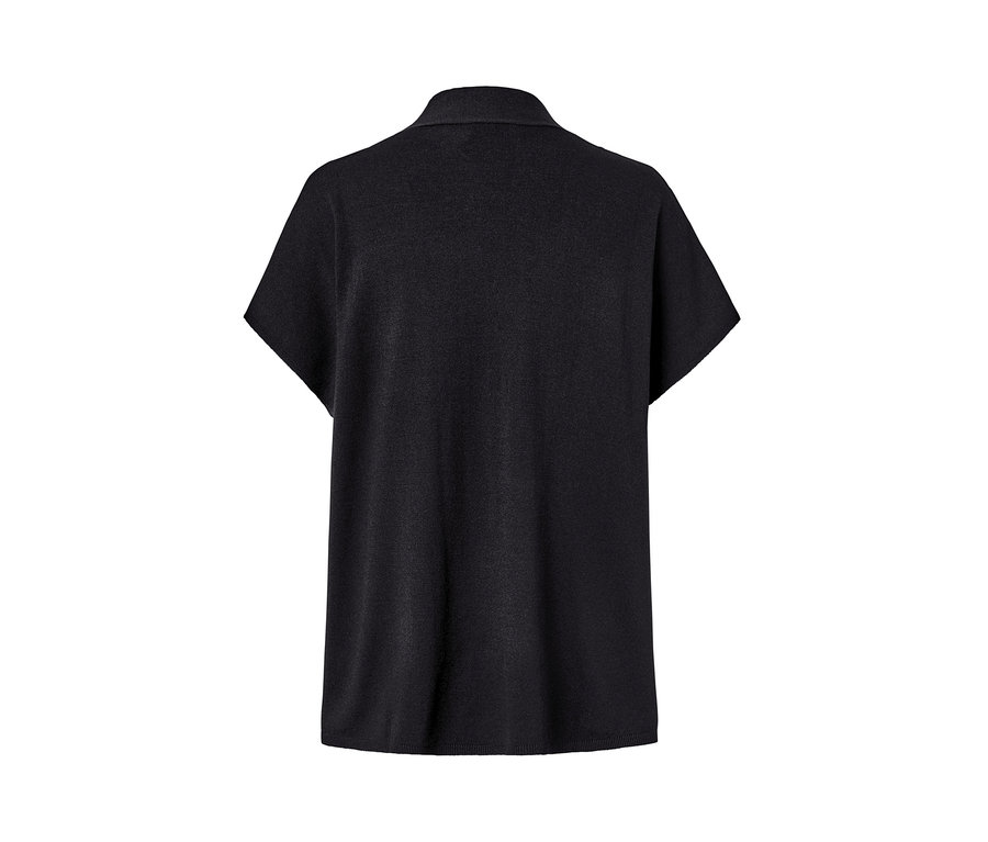 Vue arrière d'un cardigan noir à manches courtes.