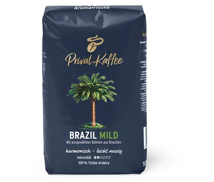 Paquet de café en grains Privat Kaffee Brazil Mild en grains – 500 g.