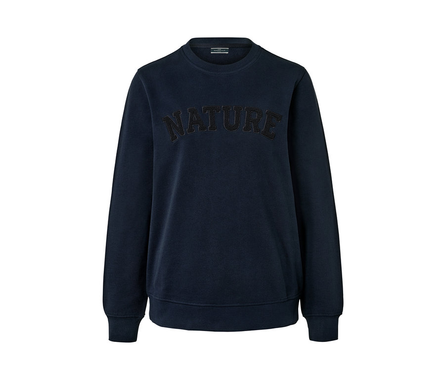 Sweat-shirt bleu marine avec le mot « NATURE ».