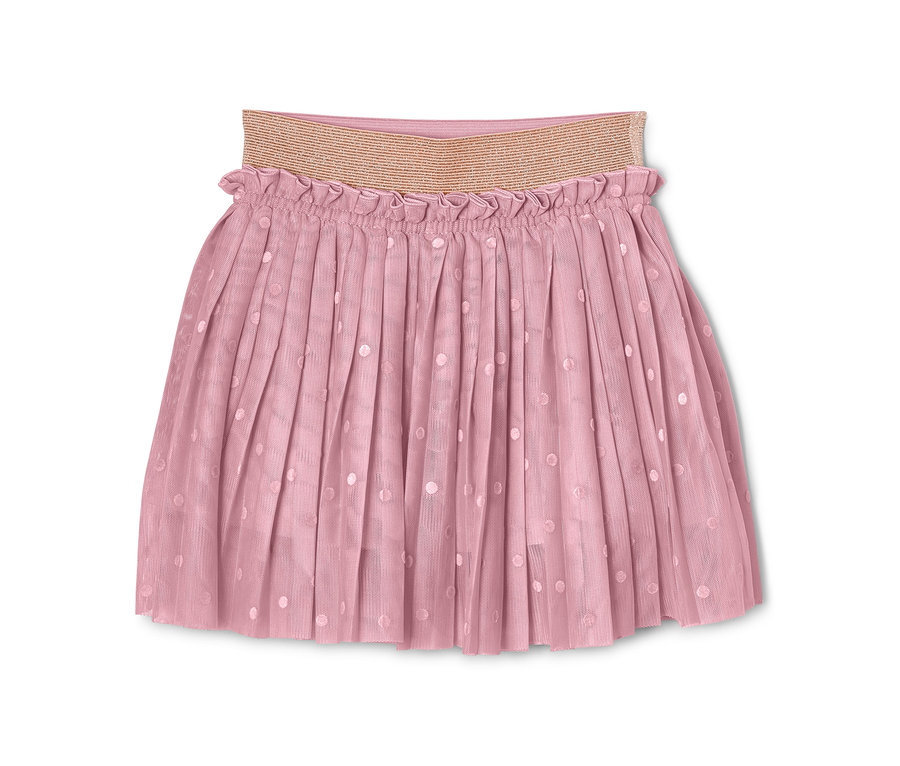 Jupe en tulle avec taille élastique et motif à pois.