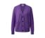 Veste en maille violette avec laine, boutons et poches.