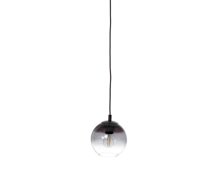 Lampe à suspension avec abat-jour en verre fumé.