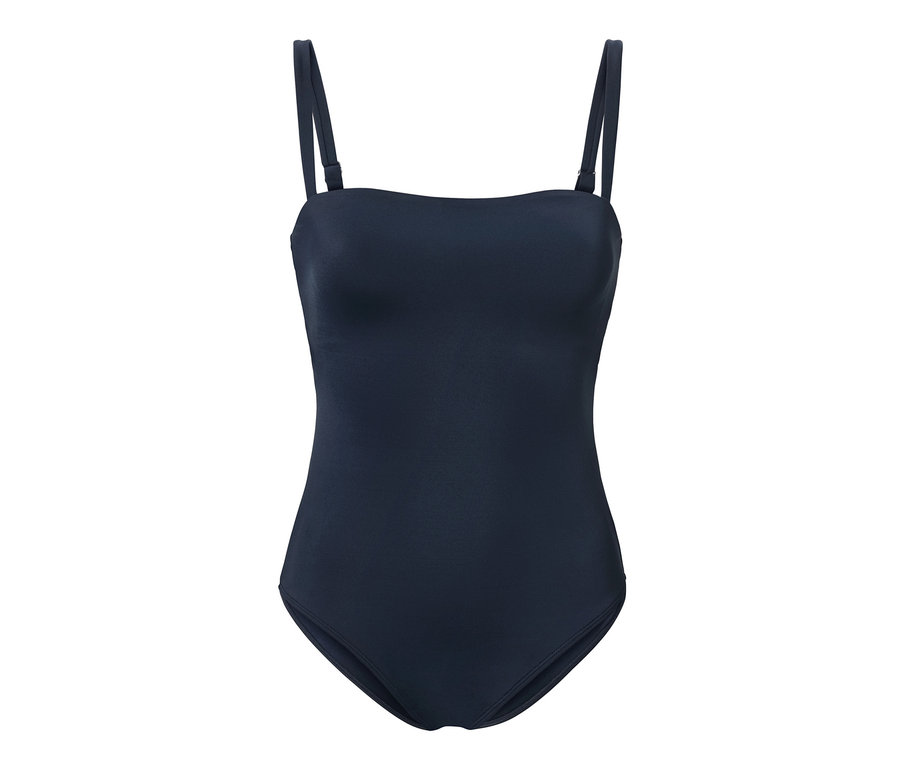 Maillot de bain bleu marine à bretelles.