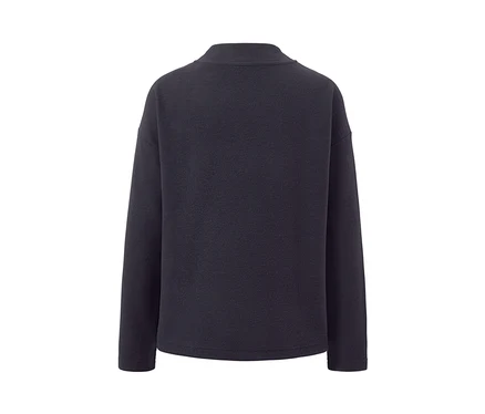Sweatshirt bleu marine avec col montant.