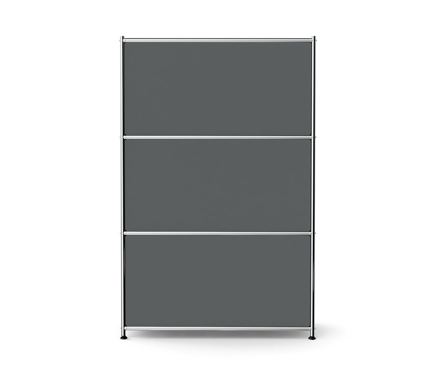 Commode en métal grise « CN3 » avec 2 abattants et 2 tiroirs.