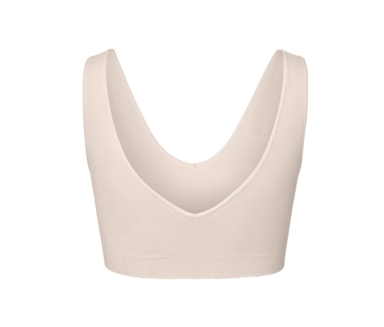 Détail d'une brassière seamless crème.