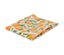 Nappe lavable pliée avec un motif d'oranges.