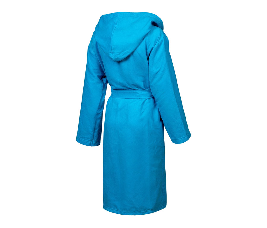 Peignoir en microfibre bleu arena Zeal pour enfant vu de dos.
