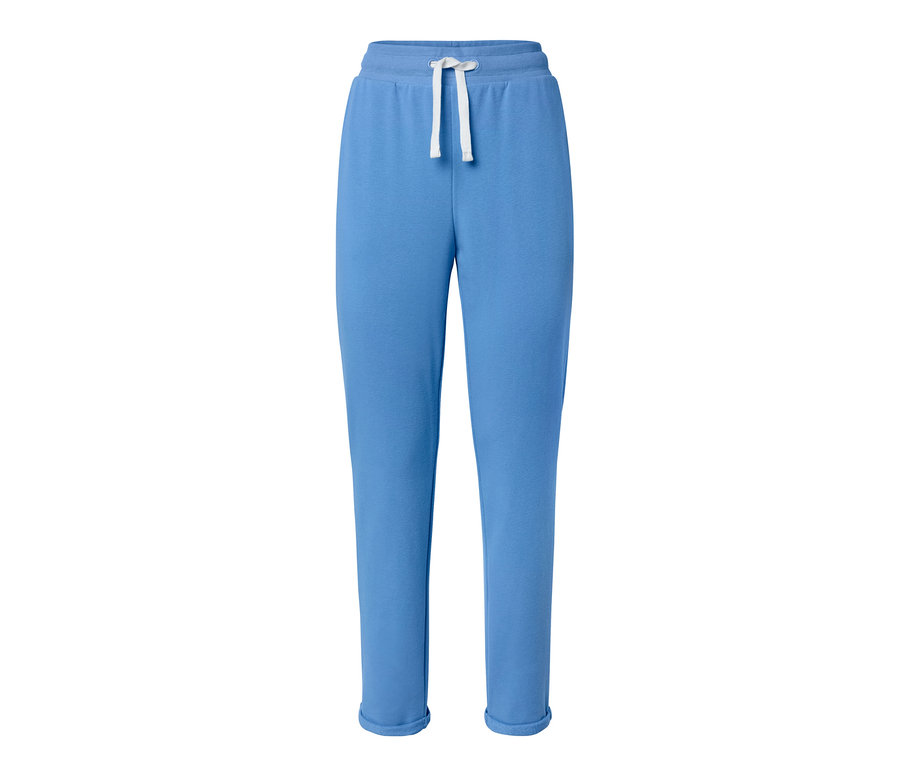 Pantalon molletonné bleu foncé avec cordon de serrage à la taille.