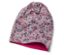 Bonnet rose à motif floral avec doublure rose.