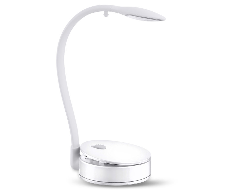 Une lampe blanche sur fond blanc.