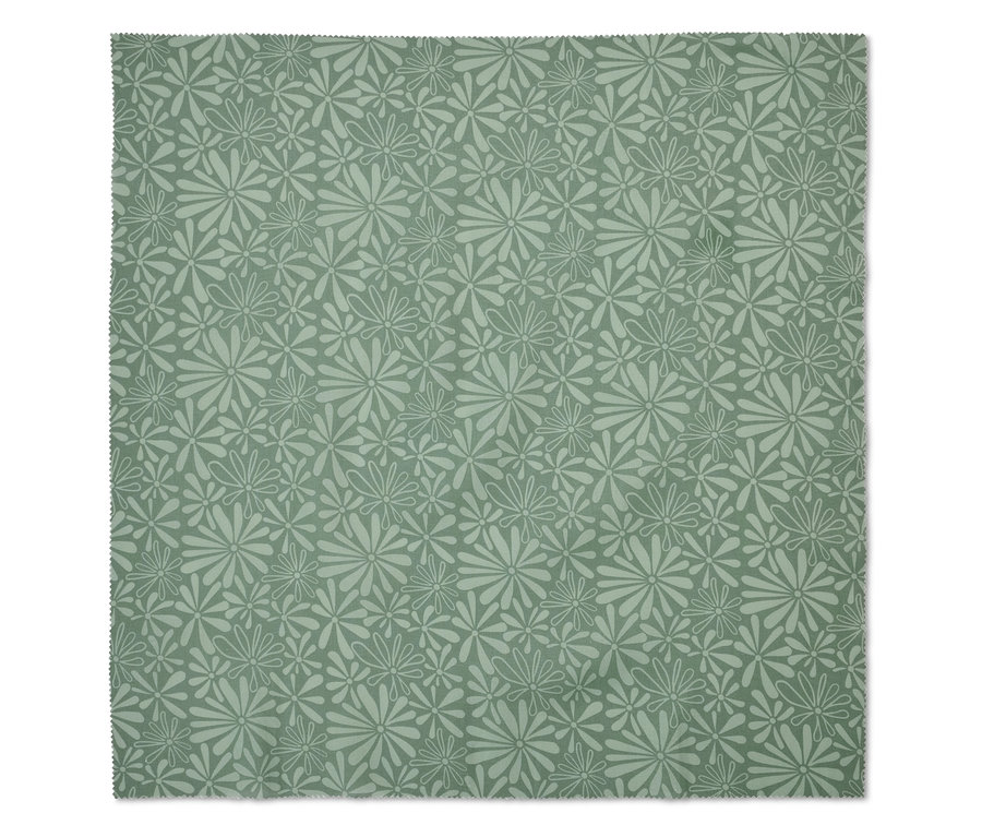 Tissu vert à motif floral. Fait partie d'un ensemble de tissus de 5 pièces.