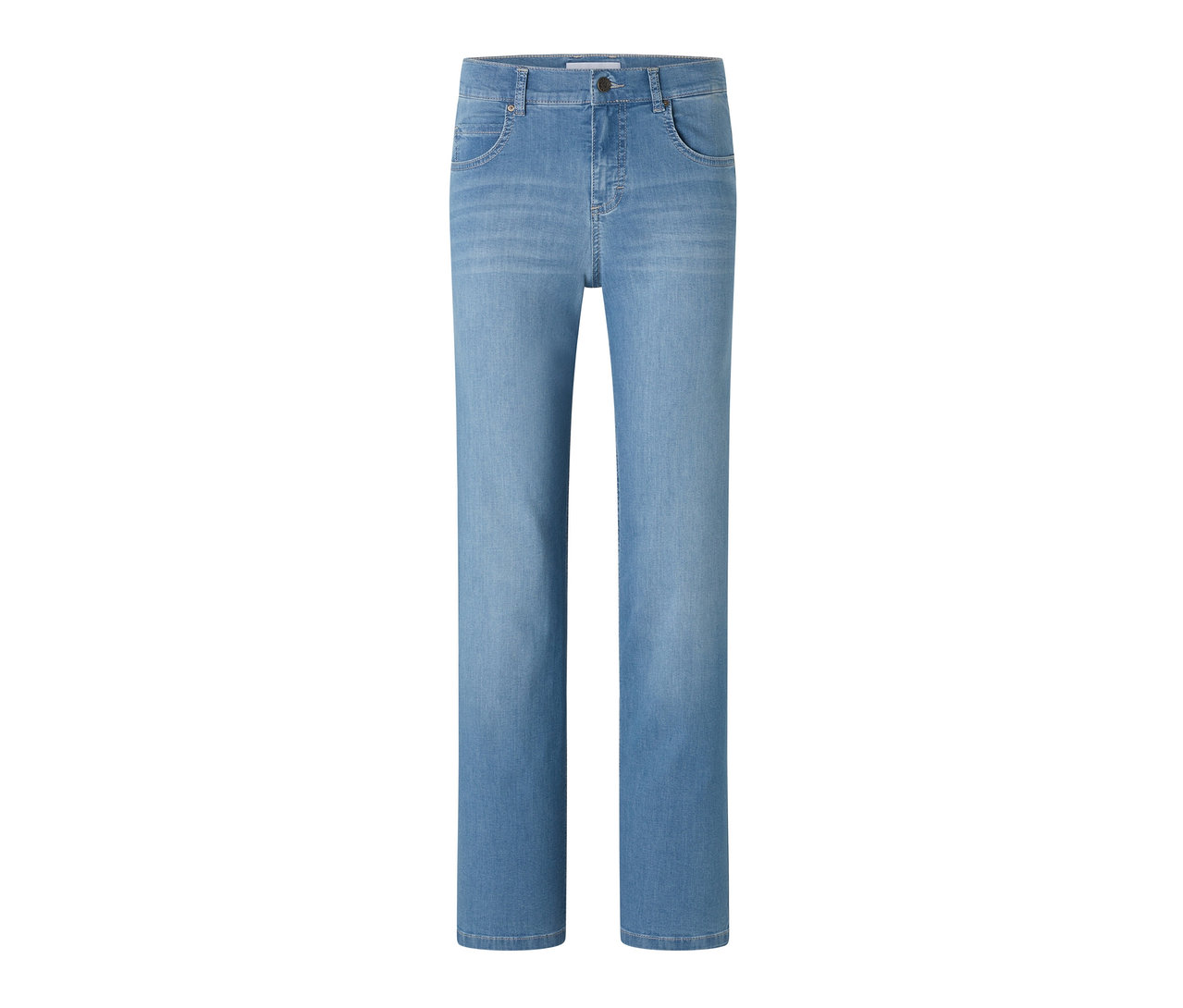 Jean bleu clair Angels « Lara » coupe droite sur fond blanc.