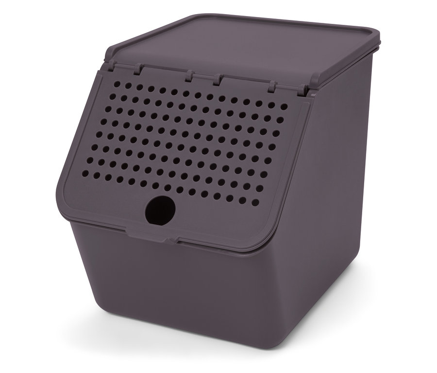 Boîte de rangement pour légumes violette.