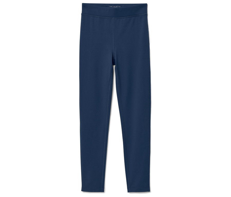 Leggings bleu marine sur fond blanc.